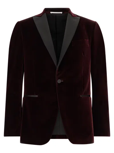 Pal Zileri Cotton Velvet With Satin Peak Lapels Blazer In Burgundy