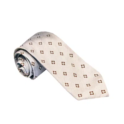 Pal Zileri Cream Pattern Silk Tie In White