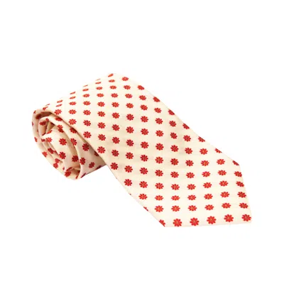 Pal Zileri Cream/ Red Polka Dot Silk Tie In Multi