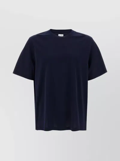 Pal Zileri Crew Neck Cotton T-shirt With Side Slits In Blue