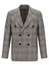 Pal Zileri Double-breasted Blazer Featuring Notch Lapel In Gray