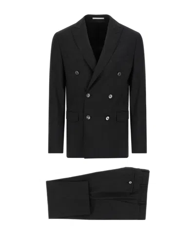 Pal Zileri Double-breasted Wool Suit In Black
