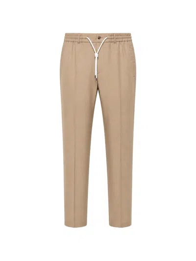 Pal Zileri Drawstring Elasticated Trousers In Brown