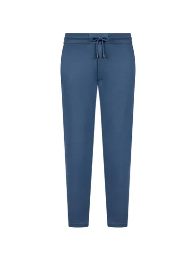 Pal Zileri Drawstring-detail Cotton Track Pants In Blue