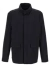 Pal Zileri Utility Jacket With Front Pockets And High Collar In Blue
