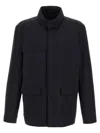 Pal Zileri Utility Jacket With Front Pockets And High Collar In Blue
