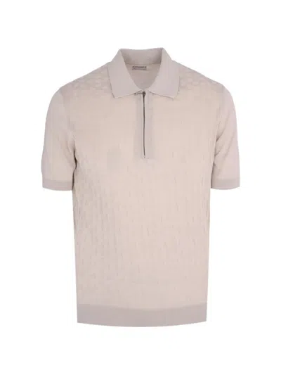 Pal Zileri Geometric-jacquard Zip-up Polo Shirt In Neutral