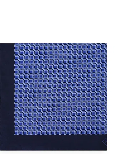 Pal Zileri Geometric-pattern Silk Scarf In Blue