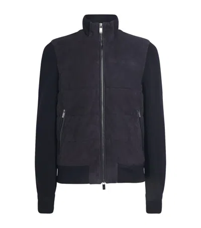 Pal Zileri Goat Suede Hybrid Jacket In Blue