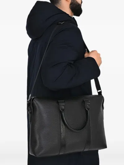 Pal Zileri Grained Leather Briefcase In Black