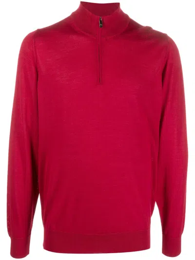 Pal Zileri High-neck Virgin Wool-silk Sweatshirt In Red