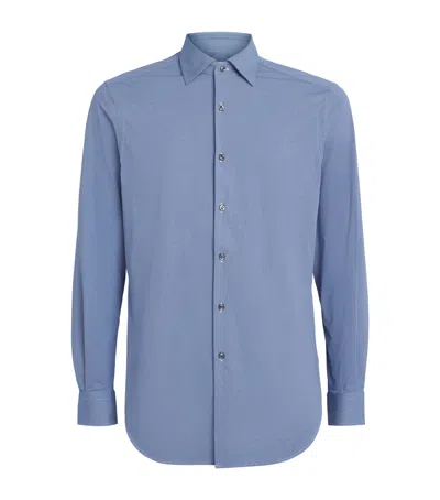 Pal Zileri Jacquard Micro-pattern Shirt In Blue