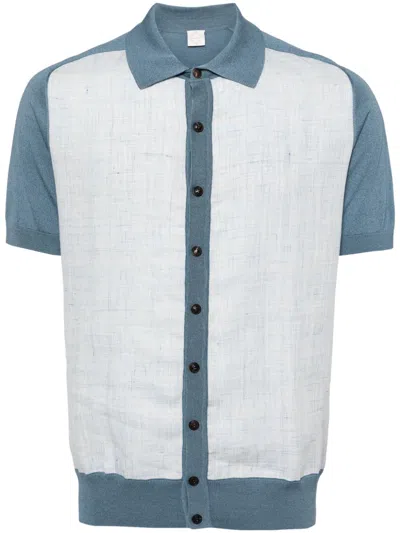 Pal Zileri Knitted-panel Shirt In Blue