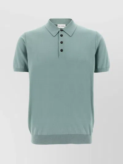 Pal Zileri Knitted Polo Shirt With Ribbed Collar In Blue