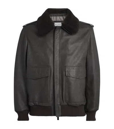 Pal Zileri Lambskin Bomber Jacket In Grey