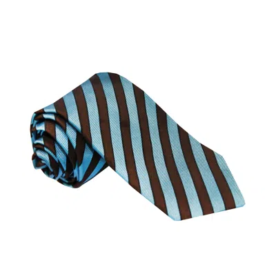 Pal Zileri Light-blue/ Brown Striped Silk Tie In Multi