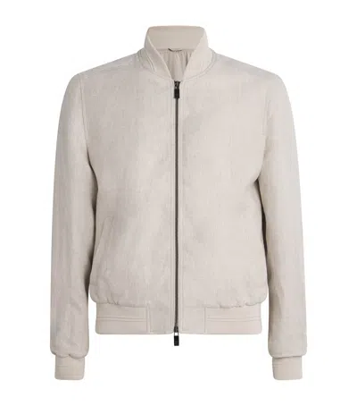 Pal Zileri Linen Bomber Jacket In Neutral