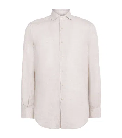 Pal Zileri Linen Jacquard Shirt In Neutral