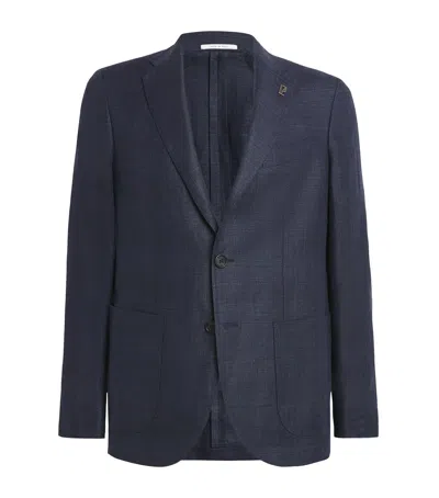 Pal Zileri Linen-wool Brera Blazer In Navy