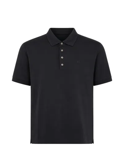 Pal Zileri Logo-embroidered Short-sleeve Polo Shirt In Black
