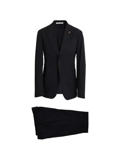Pal Zileri Logo-pin Two-piece Suit In Blue