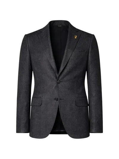 Pal Zileri Logo-plaque Single-breasted Jacket In Black