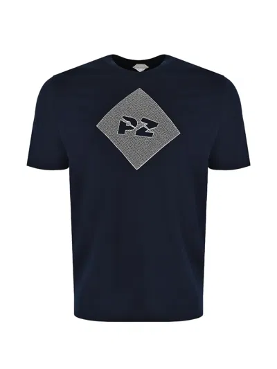 Pal Zileri Logo-print Crew-neck T-shirt In Blue