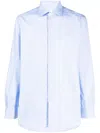Pal Zileri Striped Long-sleeved Cotton Shirt In Blue