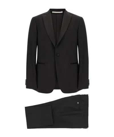 Pal Zileri Long-sleeved Blazer And Trousers Set In Black