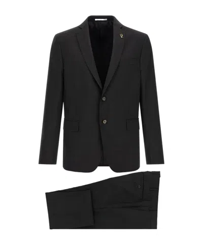 Pal Zileri Long-sleeved Blazer And Trousers Set In Black