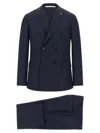 Pal Zileri Double-breasted Pinstripe Suit Jacket In Blue
