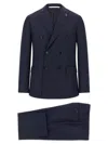 Pal Zileri Double-breasted Pinstripe Suit Jacket In Blue