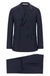 Pal Zileri Double-breasted Pinstripe Suit Jacket In Blue