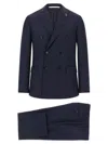 Pal Zileri Double-breasted Pinstripe Suit Jacket In Blue