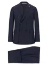 Pal Zileri Double-breasted Pinstripe Suit Jacket In Blue