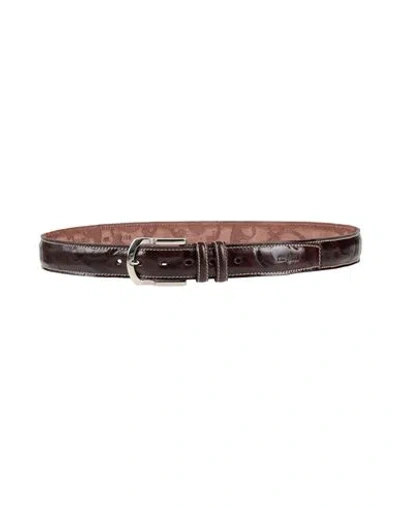 Pal Zileri Man Belt Dark Brown Size 39.5 Leather