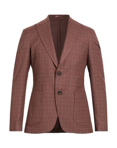 Pal Zileri Man Blazer Brown Size 38 Polyester, Viscose, Linen