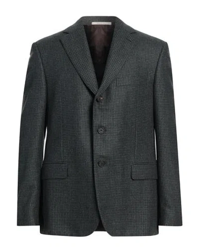 Pal Zileri Man Blazer Dark Green Size 48 Wool