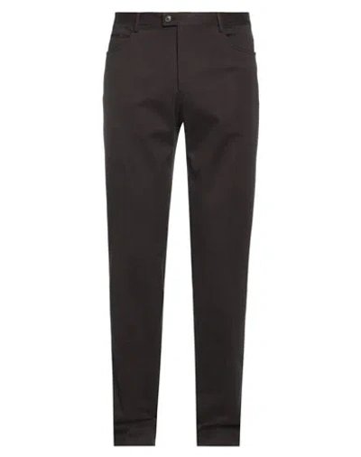 Pal Zileri Man Pants Dark Brown Size 34 Cotton, Elastane