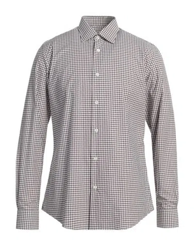 Pal Zileri Man Shirt Brown Size 17 Cotton