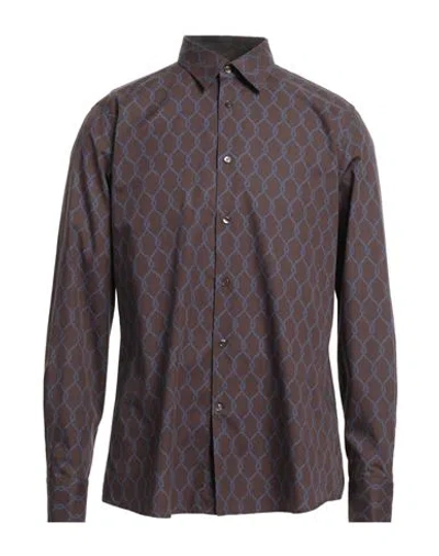 Pal Zileri Man Shirt Dark Brown Size 15 ¾ Cotton