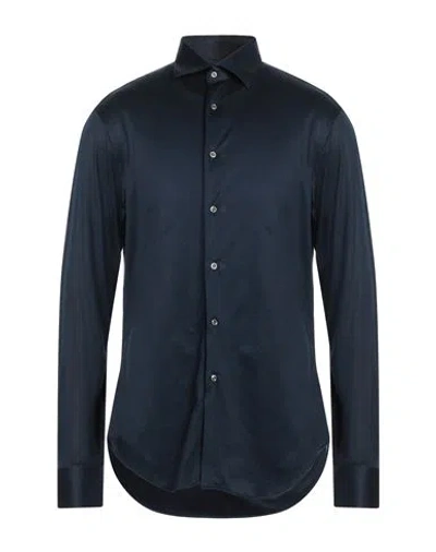 Pal Zileri Man Shirt Midnight Blue Size 16 Cotton