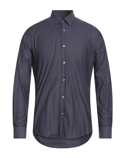 Pal Zileri Man Shirt Purple Size 16 Cotton In Blue