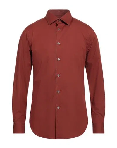 Pal Zileri Man Shirt Tan Size 16 Cotton, Elastane In Brown