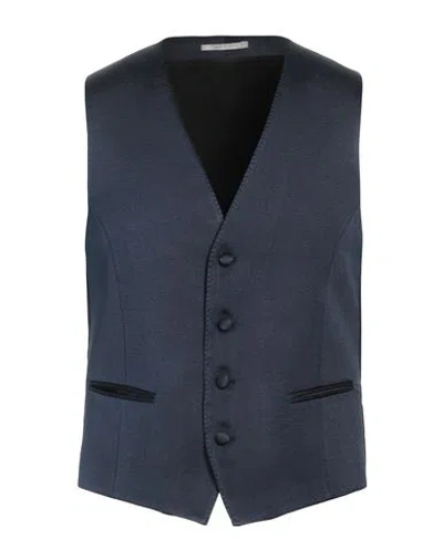 Pal Zileri Man Tailored Vest Navy Blue Size 40 Silk