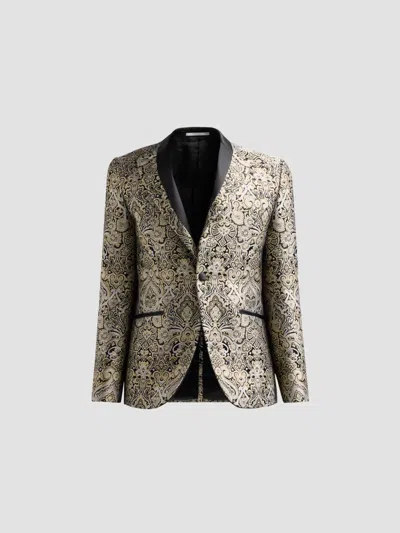Pal Zileri Men's Baroque-inspired Jacquard Printed Dinner Jacket In Black