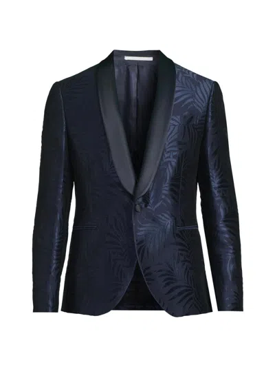 Pal Zileri Men's Leaf Print Satin Dinner Jacket In Blue