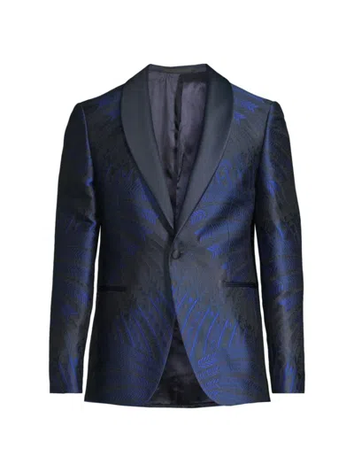 Pal Zileri Men's Leaf Silk-blend One-button Dinner Jacket In Navy Multi