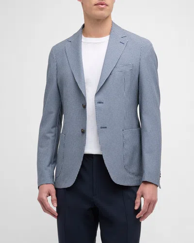 Pal Zileri Men's Micro Effect Houndstooth Jersey Sport Jacket In Blue