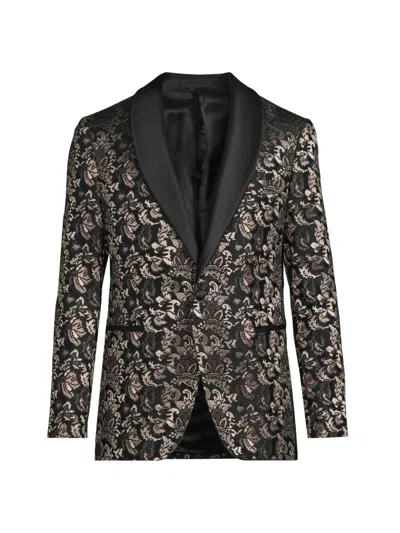 Pal Zileri Men's Novel Silk-wool Smoking Jacket In Black